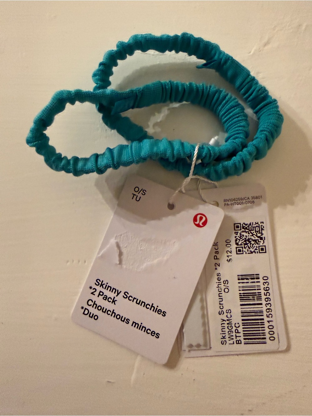 lululemon athletica Skinny Scrunchies 2-Pack in Teal Blue